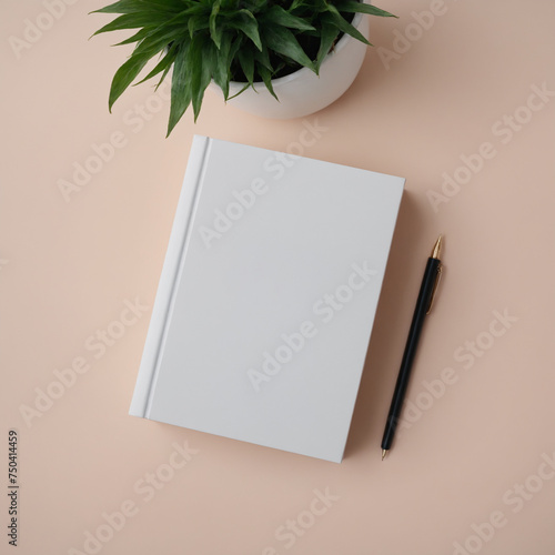 Blank book mockup with atrezzo