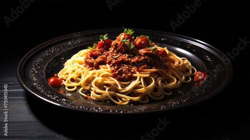 delicious spaghetti on background