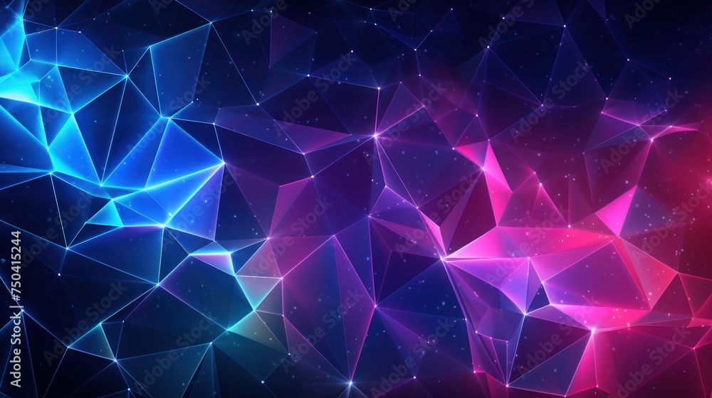 3D polygon texture with glow, neon lines, glitter effect, and vibrant colors. 3D polygon texture with glow, neon lines, glitter effect, and vibrant colors.