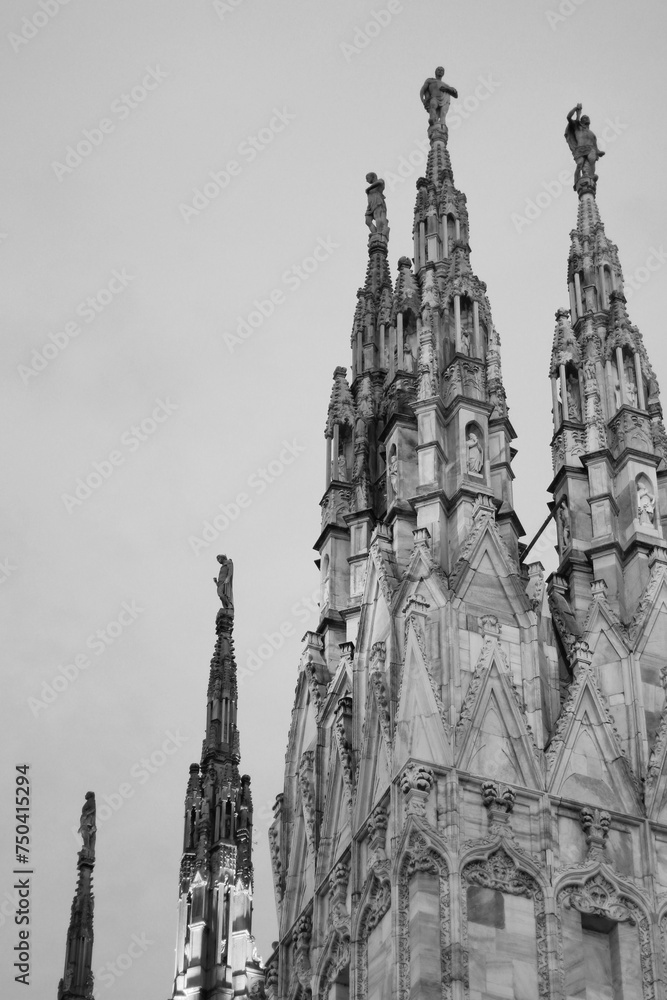 The Duomo di Milano Cathedral (Milan Cathedral). Iconic Historical Landmarks of Milan, Italy. The Duomo di Milano Cathedral (Milan Cathedral). Iconic Historical Landmarks of Milan, Italy.