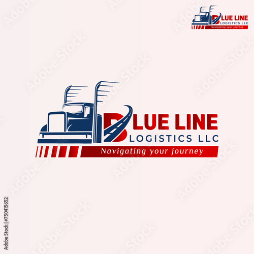 Blueline logistic llc transport logo design vector