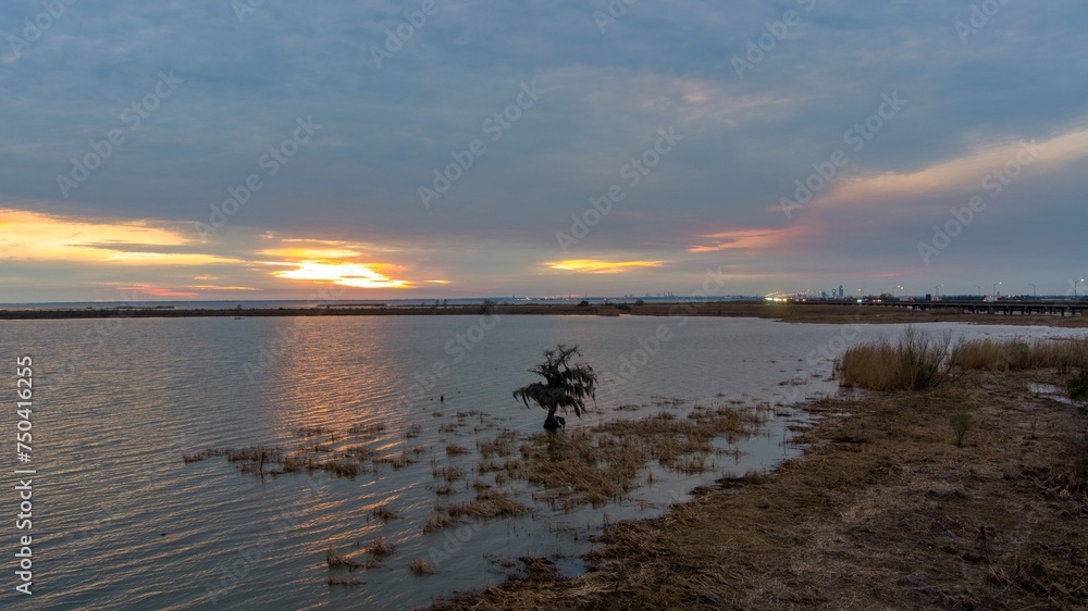 Mobile Bay, Alabama sunset in January Mobile Bay, Alabama sunset in January