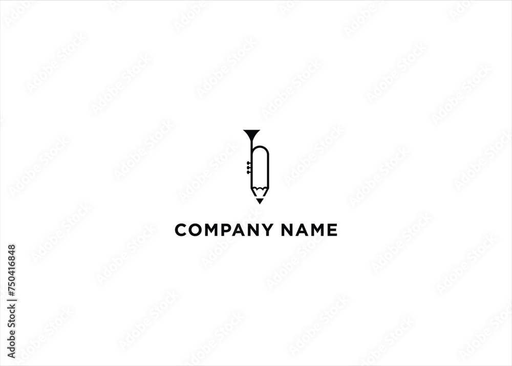 Pencil Logo Design Combined Trumpet Used Stock Vector Pencil Logo Design Combined Trumpet Used Stock Vector