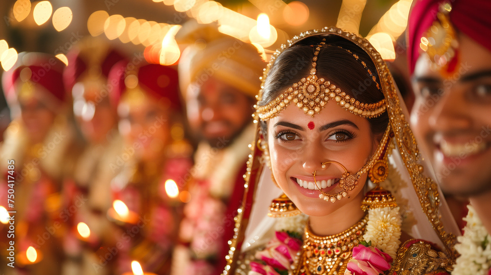 Indian beautiful bride with groom in wedding