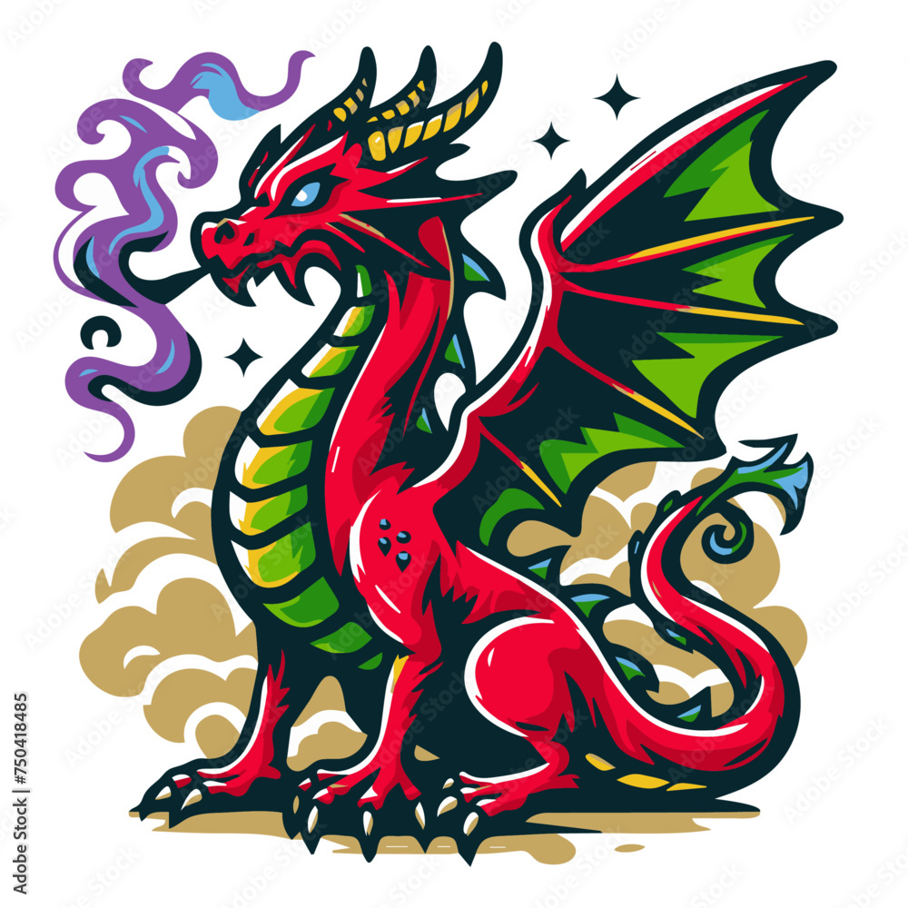 A Stunning Vector Design of a Red Dragon: Simple Yet Majestic Fantasy Art A Stunning Vector Design of a Red Dragon: Simple Yet Majestic Fantasy Art
