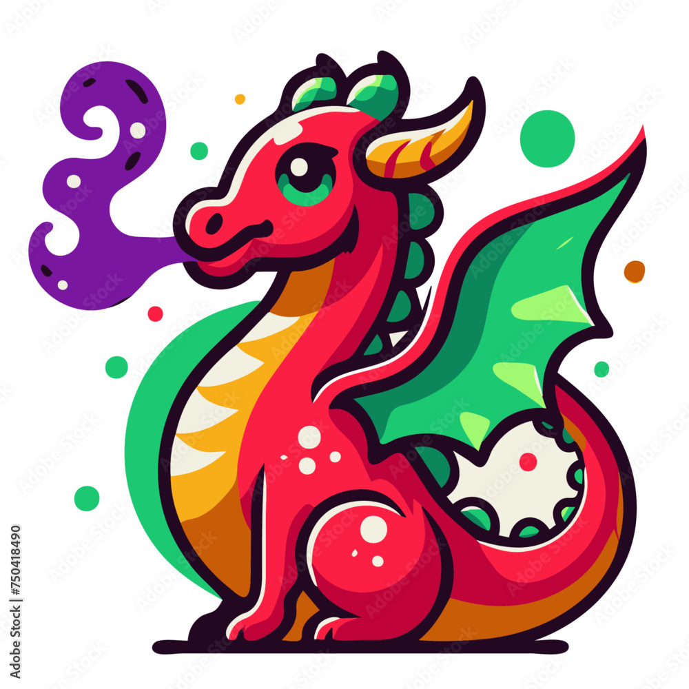 A Cute Vector Design of a Red Dragon: Simple Yet Majestic Fantasy Art A Cute Vector Design of a Red Dragon: Simple Yet Majestic Fantasy Art