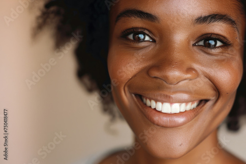 joyful and smiling portrait of african american woman