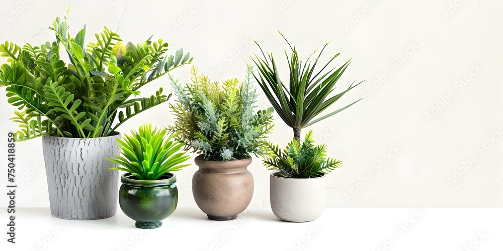 Five Diverse Indoor Plants Displayed