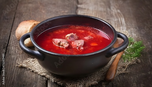 Borsch on the old wooden background