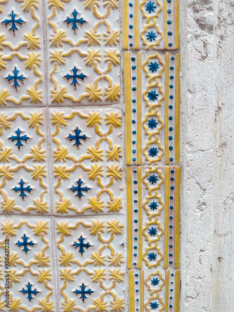 Decorative tile close up in Lisbon Portugal 