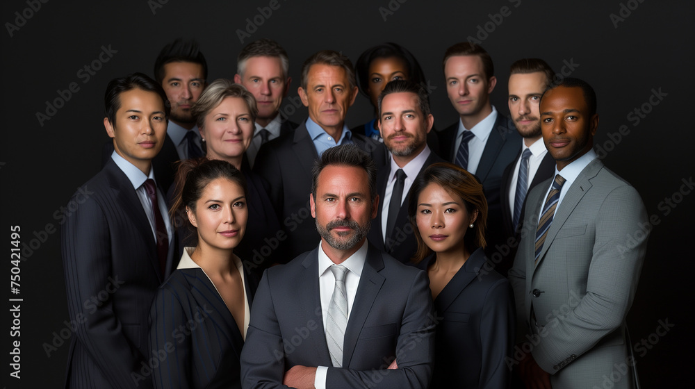 Group of people standing together in studio shot Group of people standing together in studio shot