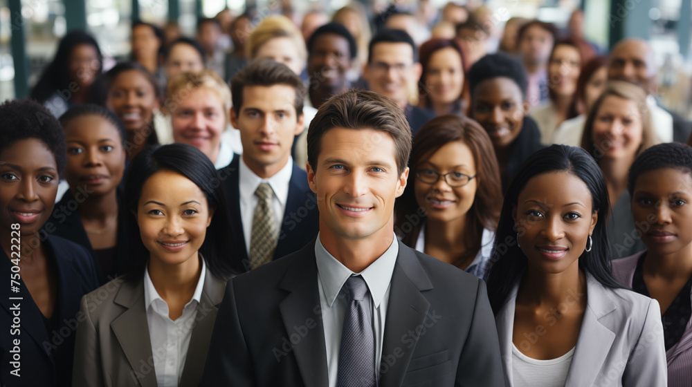 Happy, diverse, and smiling startup entrepreneurs standing together showing teamwork Happy, diverse, and smiling startup entrepreneurs standing together showing teamwork