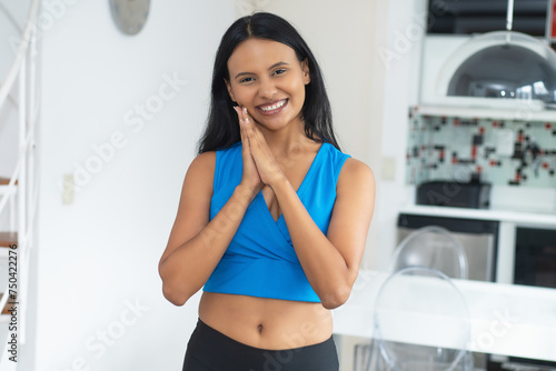 Portait of sporty mexican young woman ready for workout