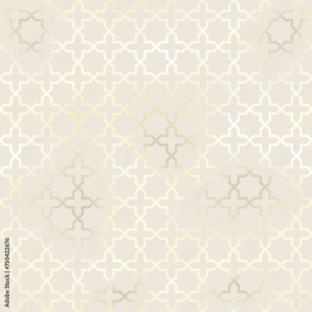 Oriental style seamless pattern. Vector foil ornament on creamy background. Islamic traditional texture for backgrounds, wallpapers, textile patterns, decoration Oriental style seamless pattern. Vector foil ornament on creamy background. Islamic traditional texture for backgrounds, wallpapers, textile patterns, decoration