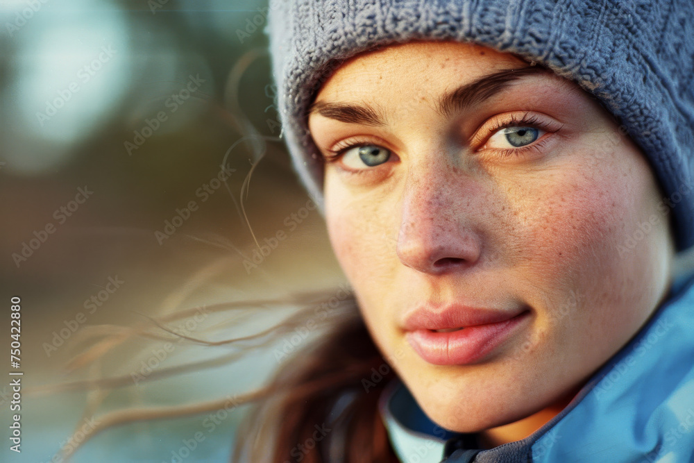 joyful and inspiring portrait of a woman on a morning sports walk joyful and inspiring portrait of a woman on a morning sports walk