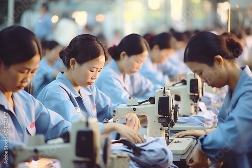 Textile factory workers tailoring, professional seamstress, labor law advocate for better wages