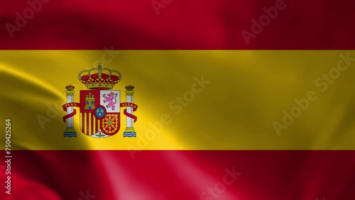 Flag of Spain. flag fluttering in the wind. 3d animation of the Spain flag fluttering in the wind. photo