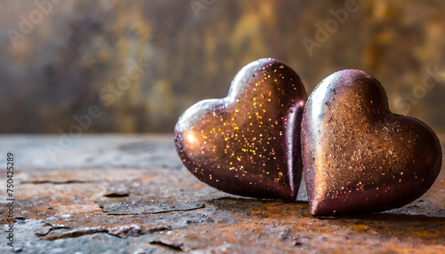 Metallic heart symbols photo