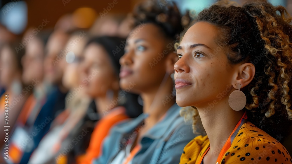 Group of Women in Orange Shirts at a Business Conference