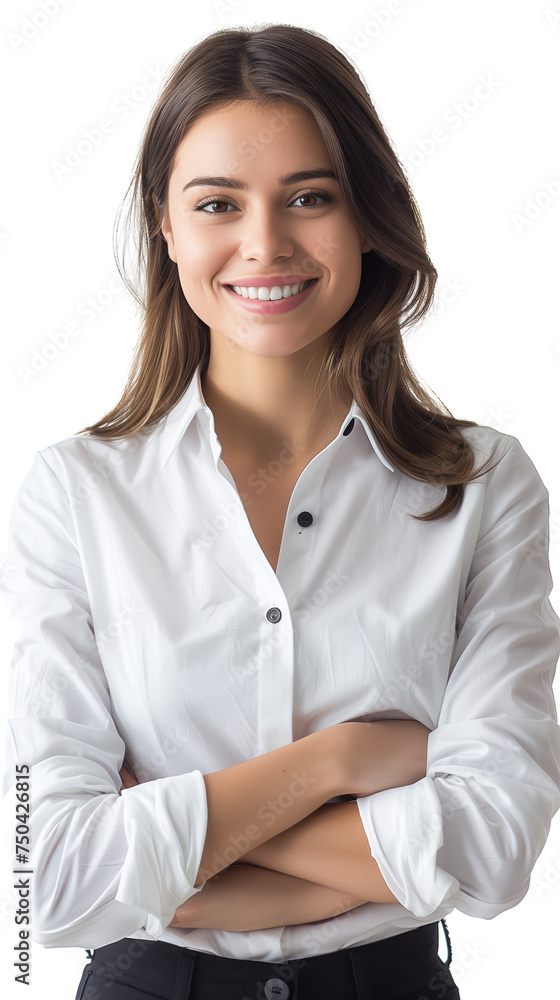 Confident corporate woman in a smiling headshot Confident corporate woman in a smiling headshot