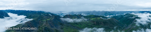 Fototapeta Naklejka Na Ścianę i Meble -  Beautiful foggy high altitude mountain landscape in China