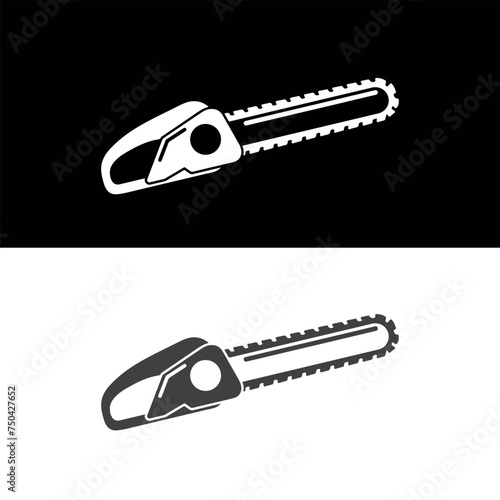 Chainsaw vector icon.Black vector icon isolated on white and black background chainsaw.
