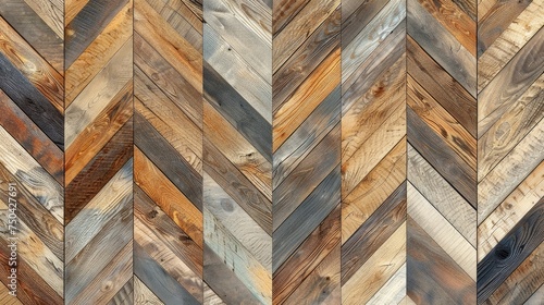 Rustic chevron wood pattern with diverse tones.