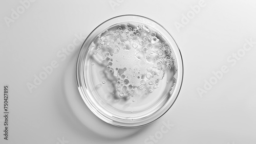 Petri dish on a white background. Deep shadows. Contrast. Laboratory. Petri dishes. Generative AI.