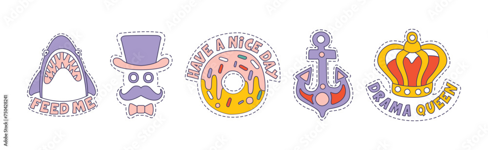 Hipster Sticker and Cute Patch Object and Symbol Vector Set Hipster Sticker and Cute Patch Object and Symbol Vector Set