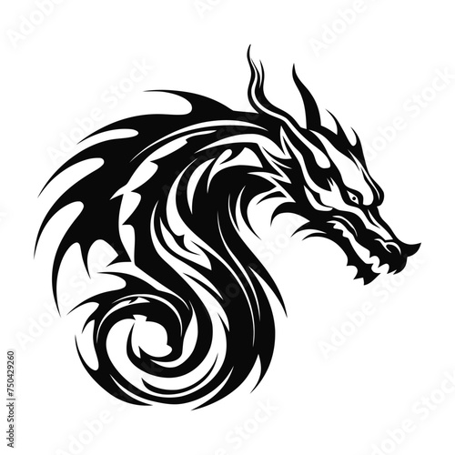 A Dragon head logo on white background