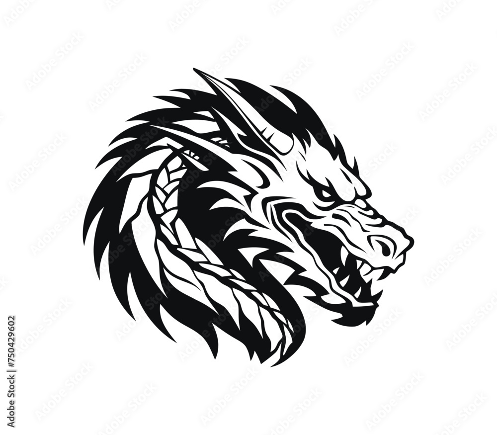 A Dragon head logo on white background A Dragon head logo on white background