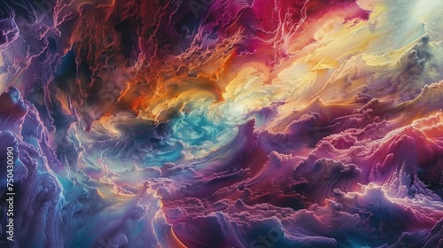 Abstract colorful space background, futuristic cloud landscape, fantasy dreamscape