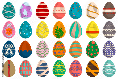 Illustration on theme celebration holiday Easter with hunt colorful bright eggs photo