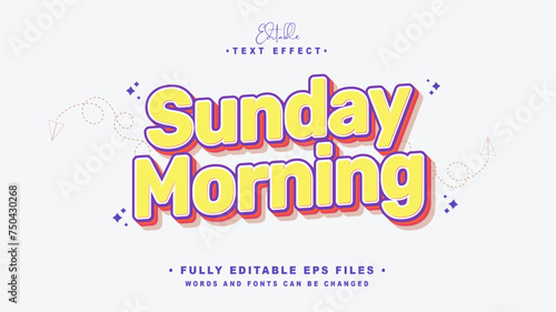 editable sunday morning text effect.typhography logo