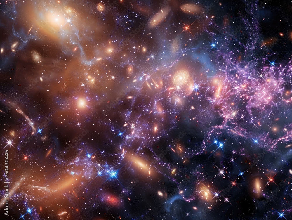 Galaxy cluster viewed through a cybersecurity interface, panda-shaped nebulas among the stars, cosmic safeguard