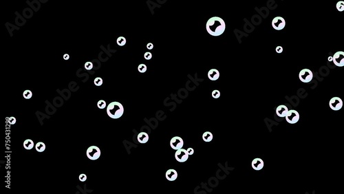 舞い上がるシャボン玉のアニメーション　ループ　背景透明　アルファ付きチャンネル　パーティクル (ID: 750431299)