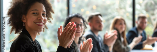 Professional Businesswoman Receiving Applause at Conference
