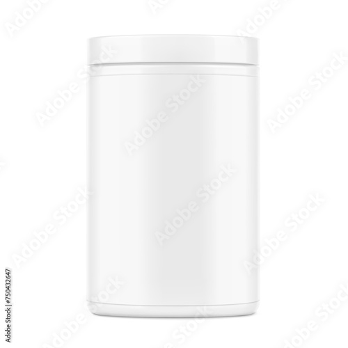 Blank package container for sport nutrition. Vector illustration isolated on white background. Can be use for your design, advertising, promo and etc. EPS10.