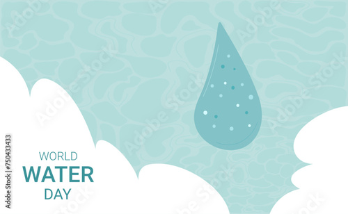 World water day card. Abstract poster. Ecology holiday banner. Vector flat illustration