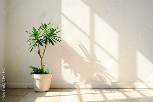 Sunlight Shadows Accentuate Green Plant