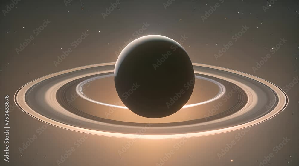 Abstract animation of a planet with rings. Space, astronomy, rings, gas giant, probe, telescope, orbit, solar system, spaceship, research, emptiness. Generated by AI Abstract animation of a planet with rings. Space, astronomy, rings, gas giant, probe, telescope, orbit, solar system, spaceship, research, emptiness. Generated by AI