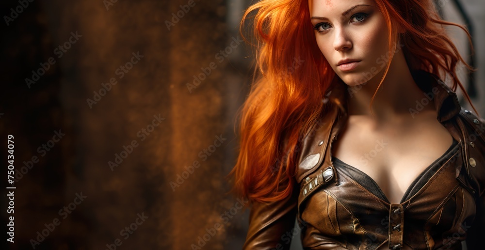 charismatic redhead rocker with blue eyes in leather jacket charismatic redhead rocker with blue eyes in leather jacket