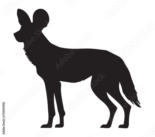 African Wild Dog vector illustration on white background.