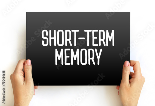 Short-term memory - information that a person is currently thinking about or is aware of, text concept on card photo