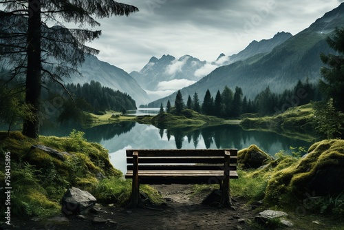 Serene Lakeside View with Mountain Reflections. 