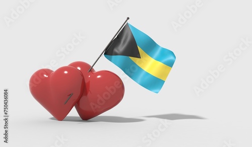 Cuori uniti da una bandiera con colori Bahamas
 photo