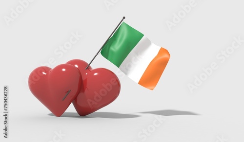 Cuori uniti da una bandiera con colori  Ireland.
 photo