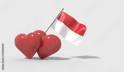 Cuori uniti da una bandiera con colori Indonesia.
 photo