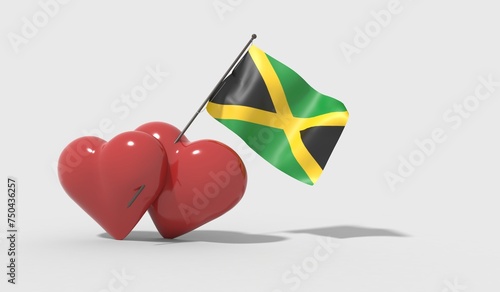 Cuori uniti da una bandiera con colori Jamaica
 photo