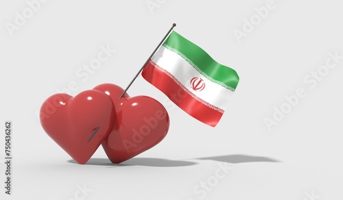 Cuori uniti da una bandiera con colori Iran photo